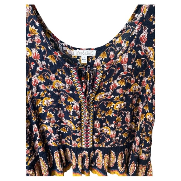 Patrons of Peace Bohemian Floral Cropped Flowy Tank Top size Small - Picture 2 of 4
